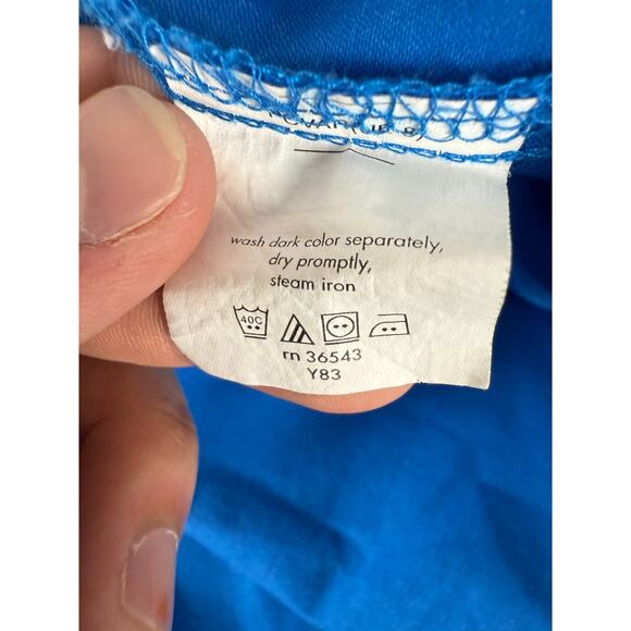 Van Heusen Sz 18 34/35 Lux Sateen Minimalist Casual Button Shirt Royal Blue - Picture 7 of 8